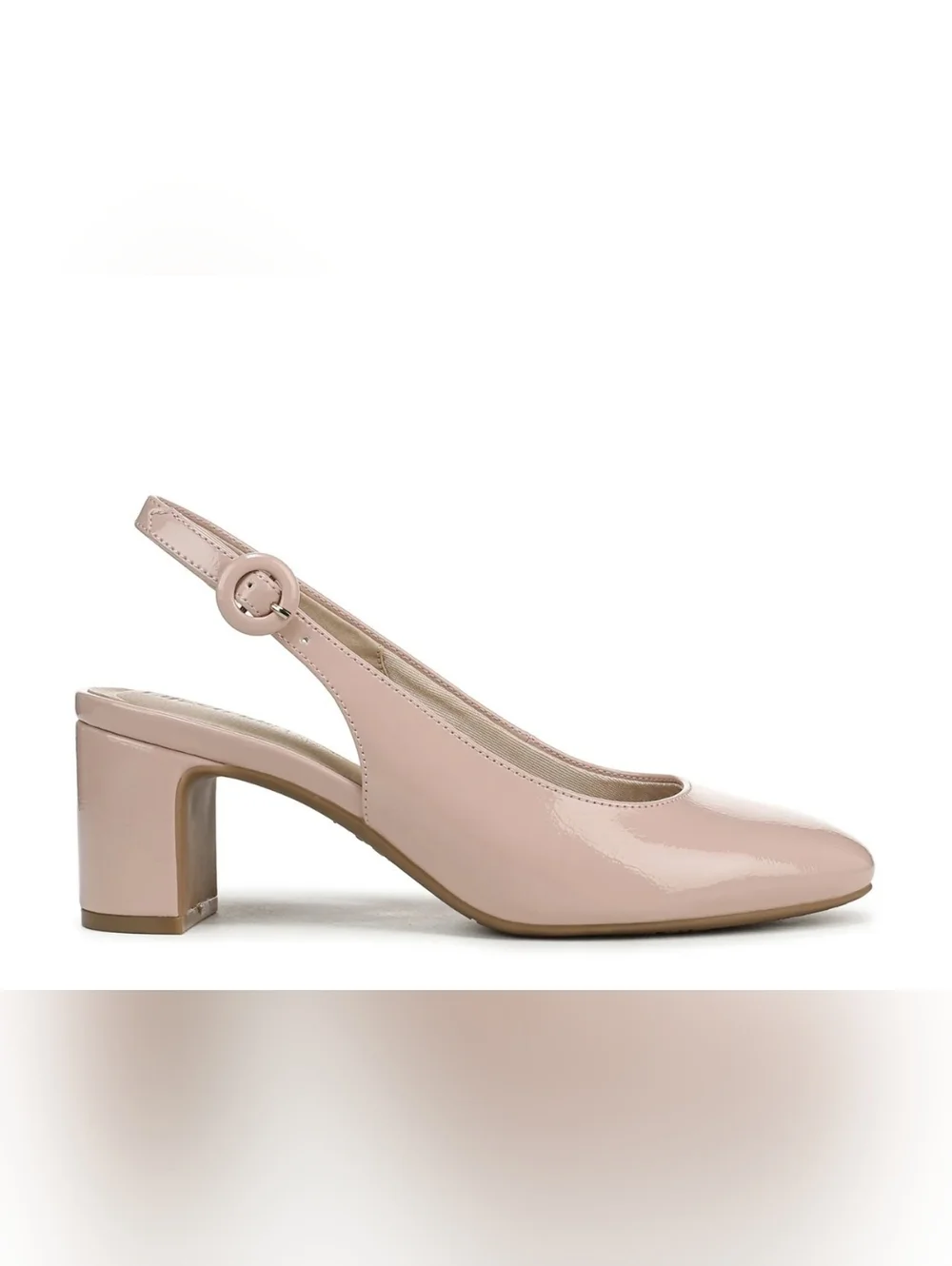 NEW LifeStride Tia Slingback Block Heel Pump in Beige Patent Size 10